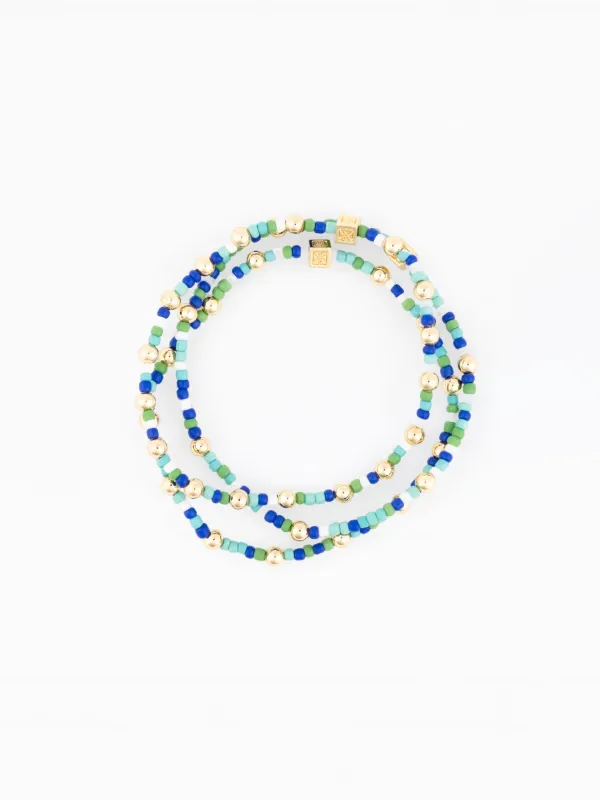 Vivienne Beaded Bracelets | Blue + Green - Set of 3 made by Michelle McDowell