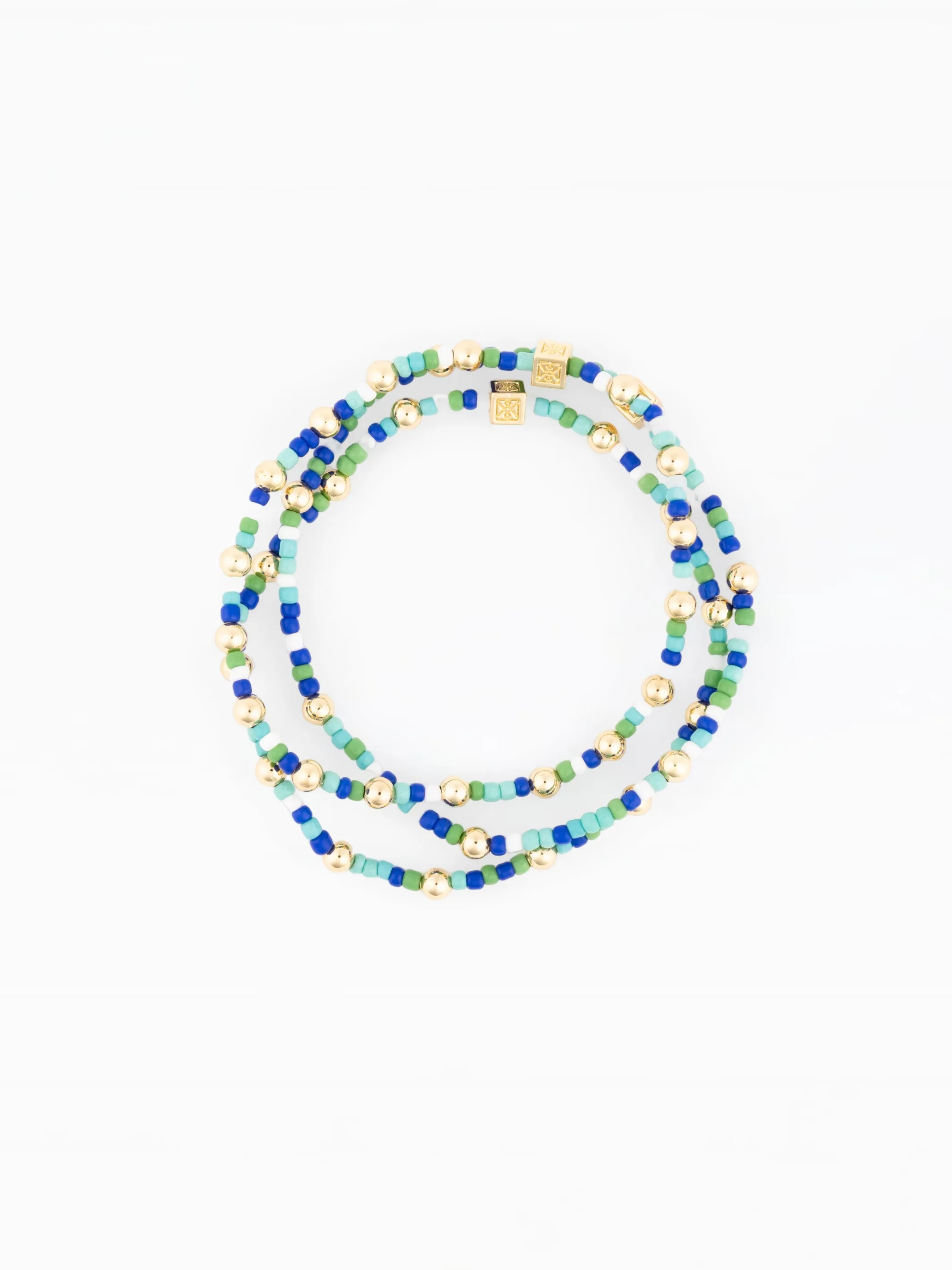 Vivienne Beaded Bracelets | Blue + Green - Set of 3 sold by Michelle McDowell