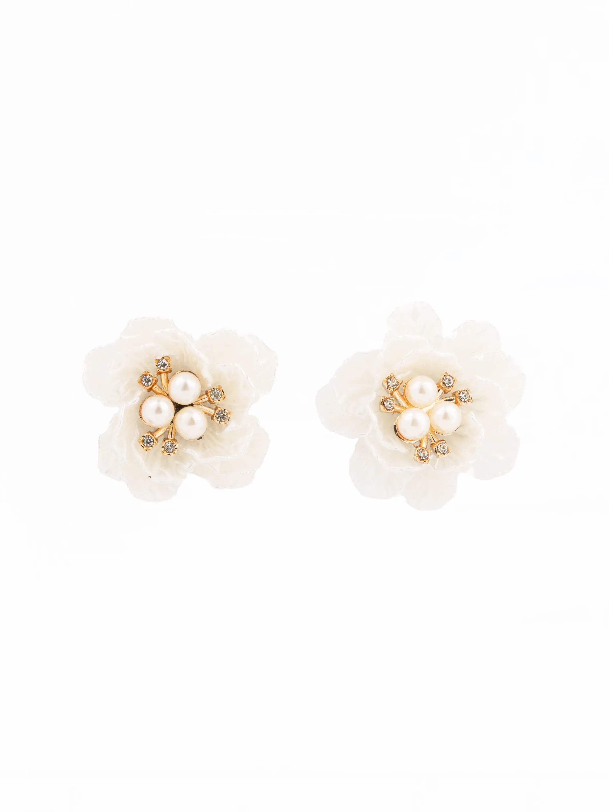 Avery Flower Earrings | White sold by Michelle McDowell product image thumbnail 2
