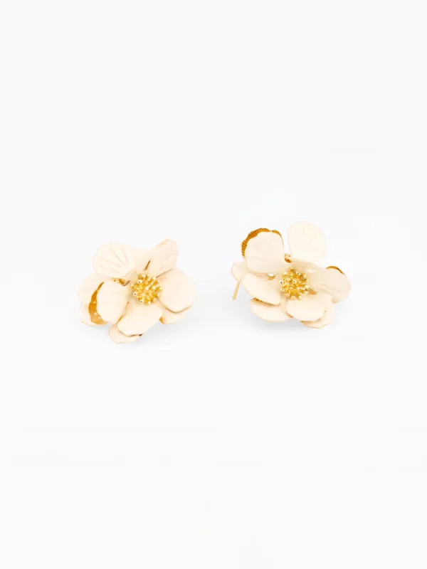 Bowie Flower Earrings | White made by Michelle McDowell