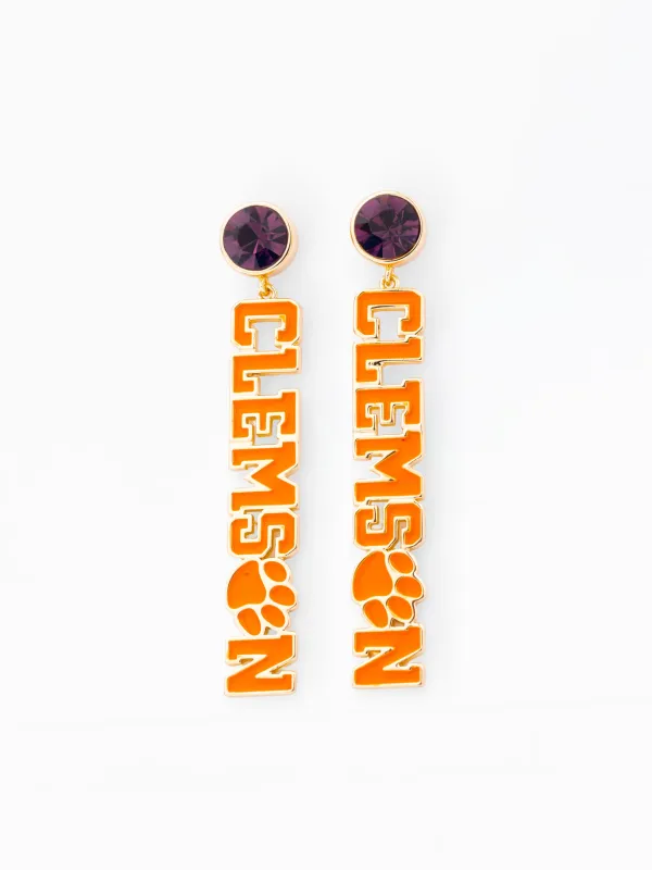 Clemson Drop Earrings | Purple made by Michelle McDowell