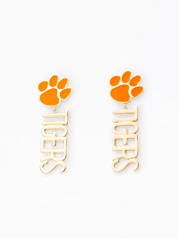 Clemson Drop Earrings | Paw made by Michelle McDowell