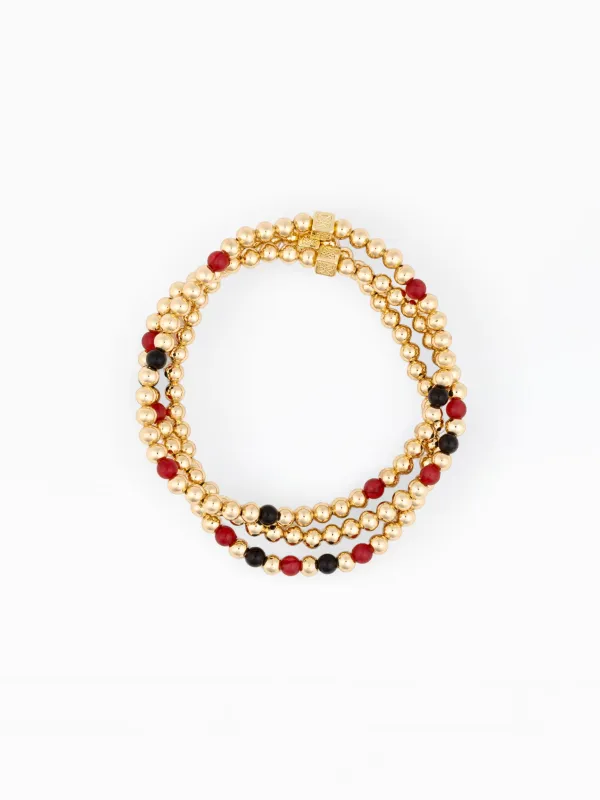 Lidia Beaded Bracelets | Garnet + Black - Set of 3 made by Michelle McDowell