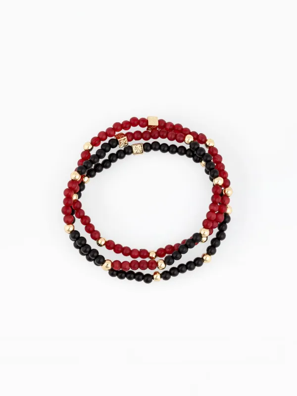 Junie Beaded Bracelets | Garnet + Black - Set of 3 made by Michelle McDowell
