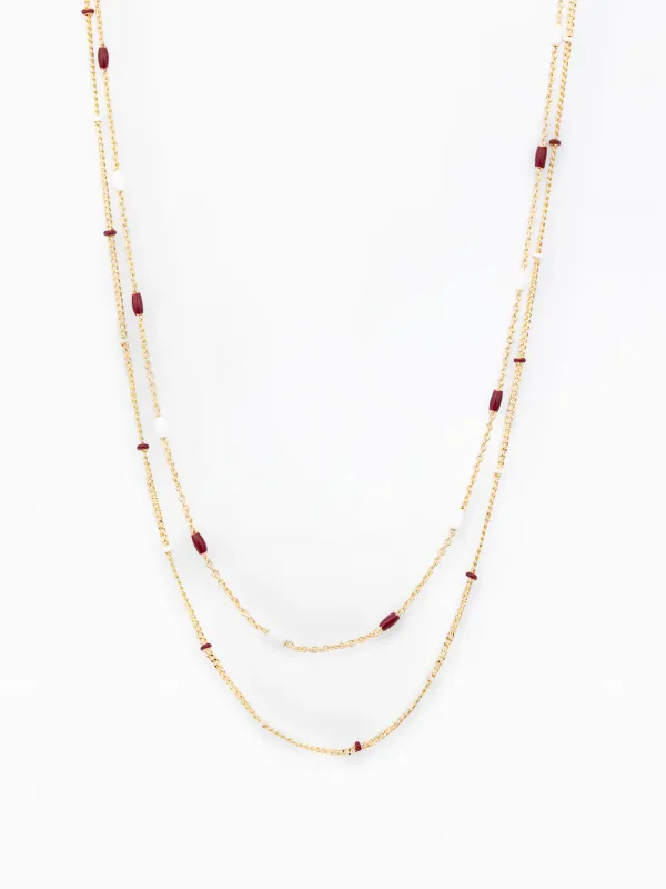 Lacy Chain Necklace | Maroon + White made by Michelle McDowell