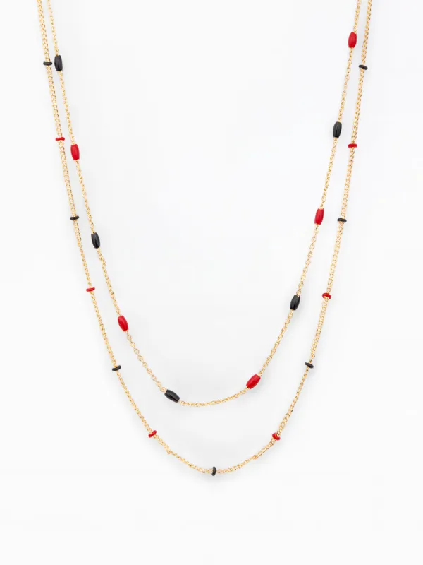 Lacy Chain Necklace | Red + Black made by Michelle McDowell