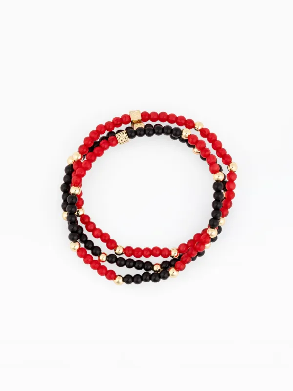 Junie Beaded Bracelets | Red + Black - Set of 3 made by Michelle McDowell