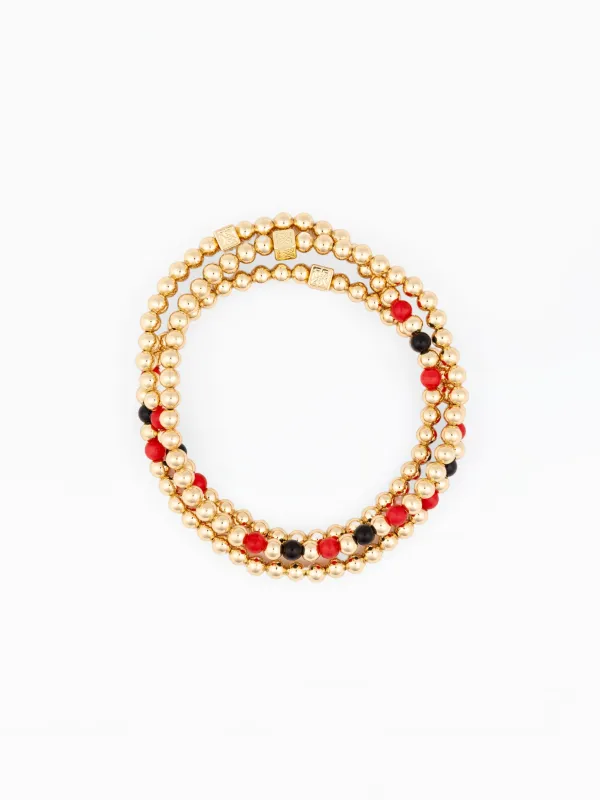 Lidia Beaded Bracelets | Red + Black - Set of 3 made by Michelle McDowell