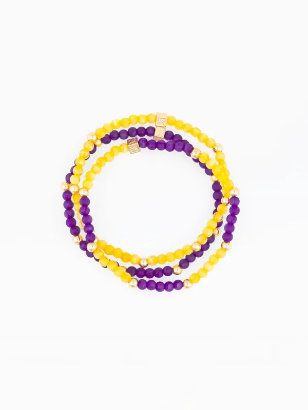 Junie Beaded Bracelets | Purple + Gold - Set of 3 made by Michelle McDowell