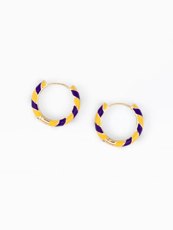Paisley Huggie Earrings | Purple + Gold made by Michelle McDowell