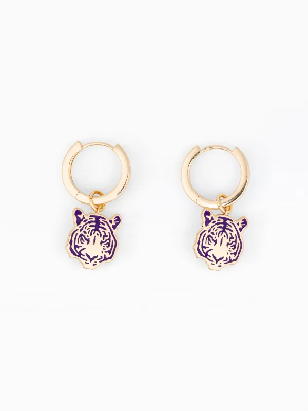 LSU Pendant Earrings | Mike the Tiger made by Michelle McDowell