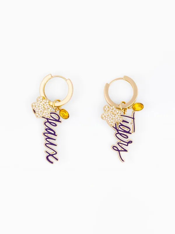 LSU Hoop Earrings | Geaux + Tiger made by Michelle McDowell
