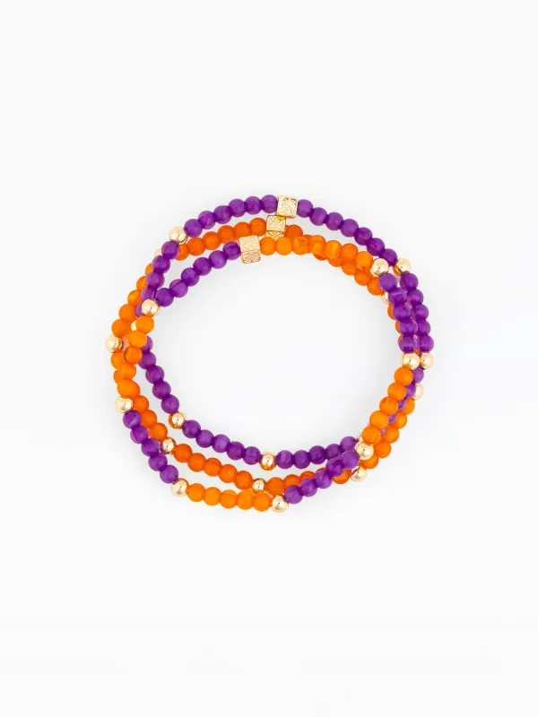Junie Beaded Bracelets | Purple + Orange - Set of 3 made by Michelle McDowell