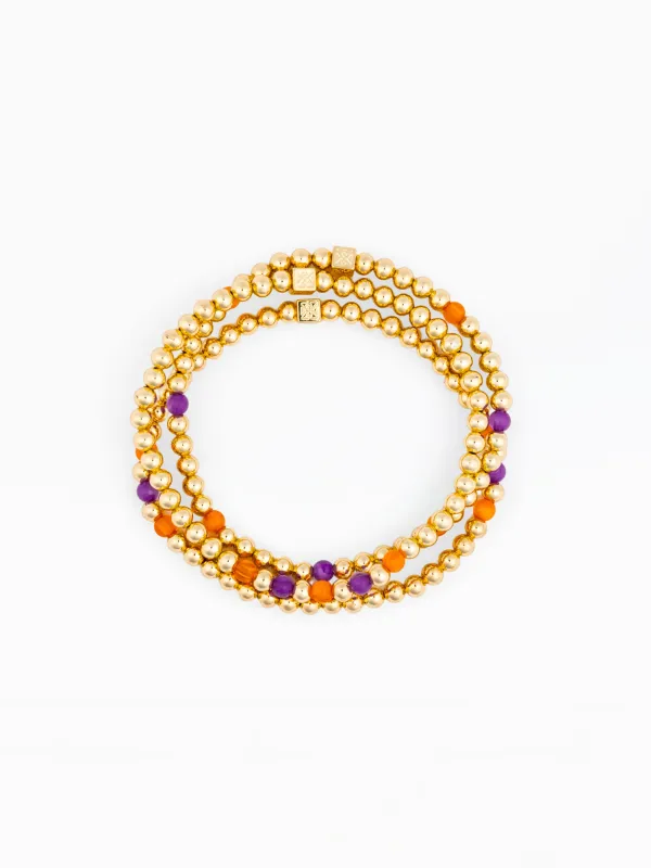 Lidia Beaded Bracelets | Purple + Orange - Set of 3 made by Michelle McDowell