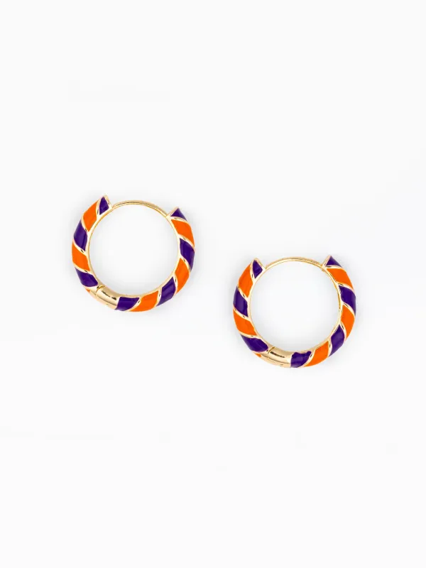 Paisley Huggie Earrings | Purple + Orange made by Michelle McDowell
