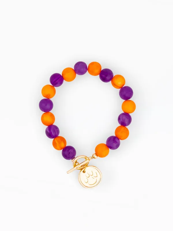 Clemson Beaded Pendant Bracelet made by Michelle McDowell