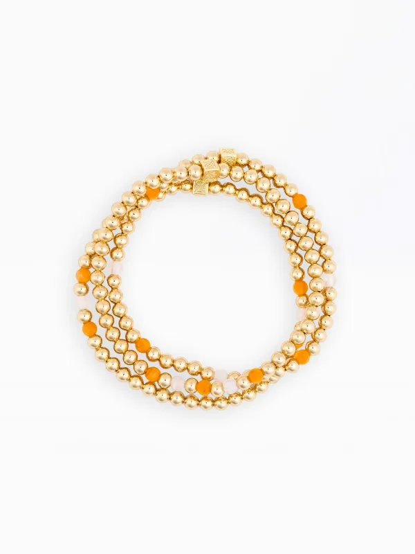 Lidia Beaded Bracelets | Orange + White - Set of 3 made by Michelle McDowell