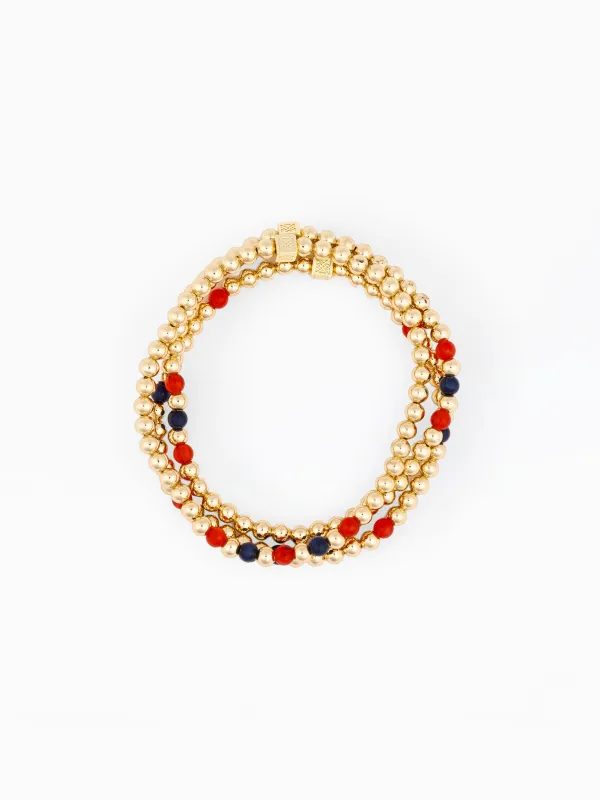 Lidia Beaded Bracelets | Red + Blue - Set of 3 made by Michelle McDowell
