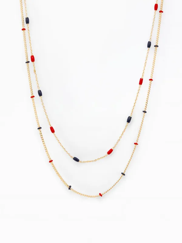 Lacy Chain Necklace | Red + Blue made by Michelle McDowell