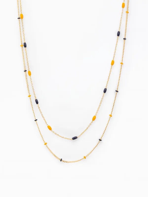 Lacy Chain Necklace | Navy + Orange made by Michelle McDowell