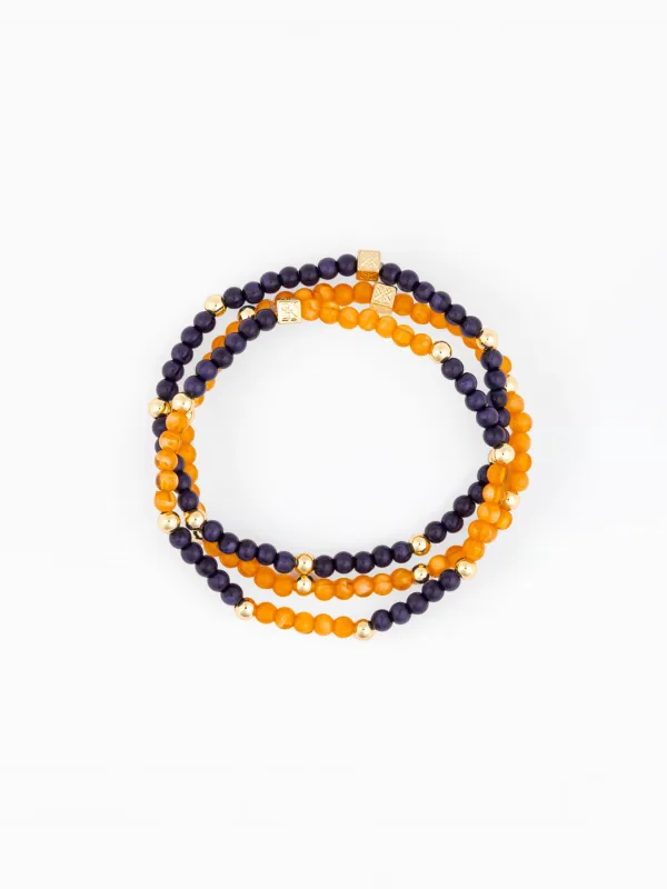 Junie Beaded Bracelets | Navy + Orange - Set of 3 made by Michelle McDowell