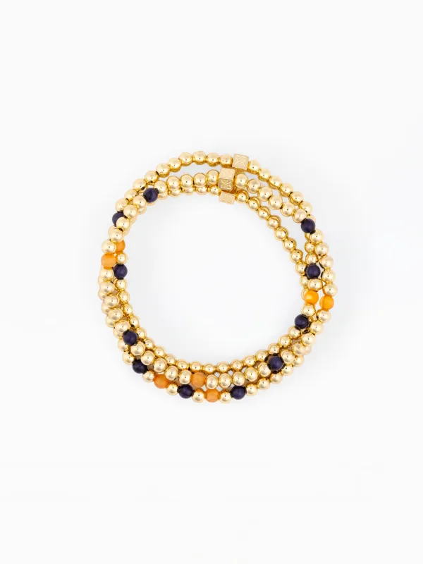 Lidia Beaded Bracelets | Navy + Orange - Set of 3 made by Michelle McDowell