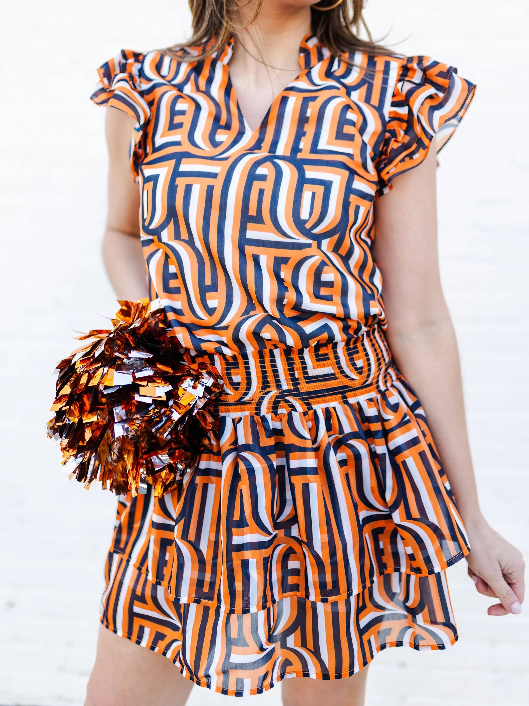 Marley Skirt | Touchdown Navy + Orange sold by Michelle McDowell product image thumbnail 4