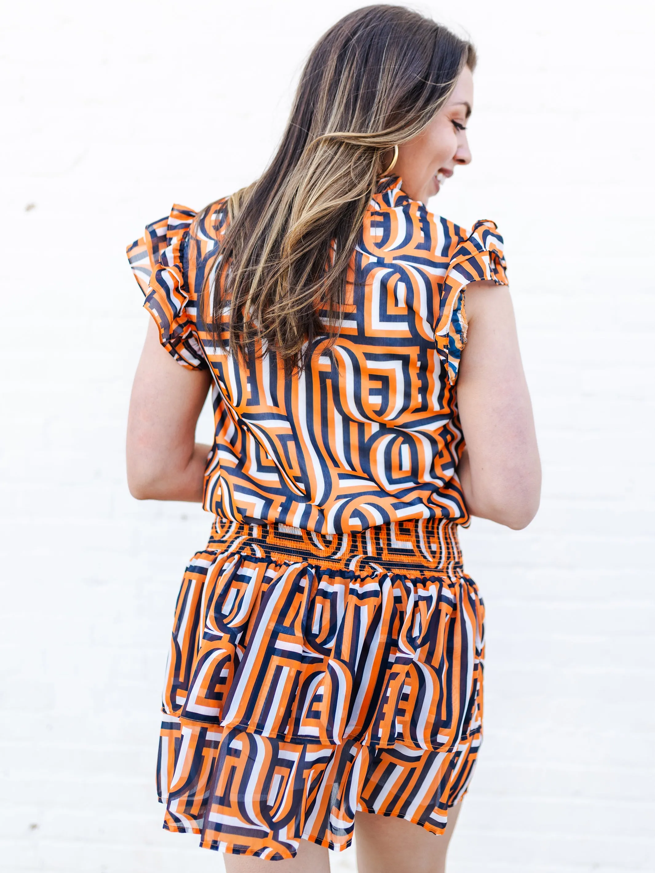 Marley Skirt | Touchdown Navy + Orange sold by Michelle McDowell product image thumbnail 5