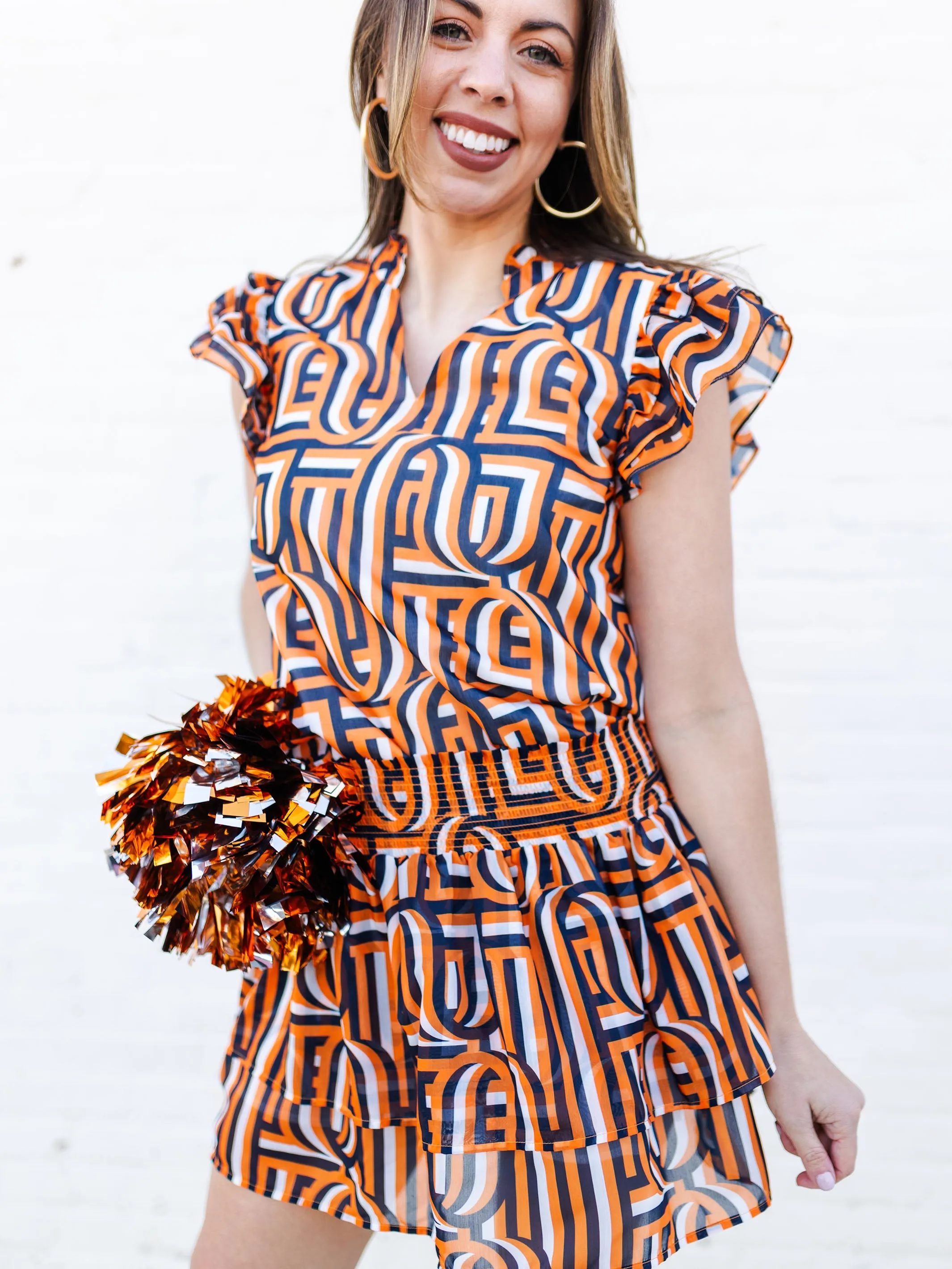 Marley Skirt | Touchdown Navy + Orange sold by Michelle McDowell product image thumbnail 2