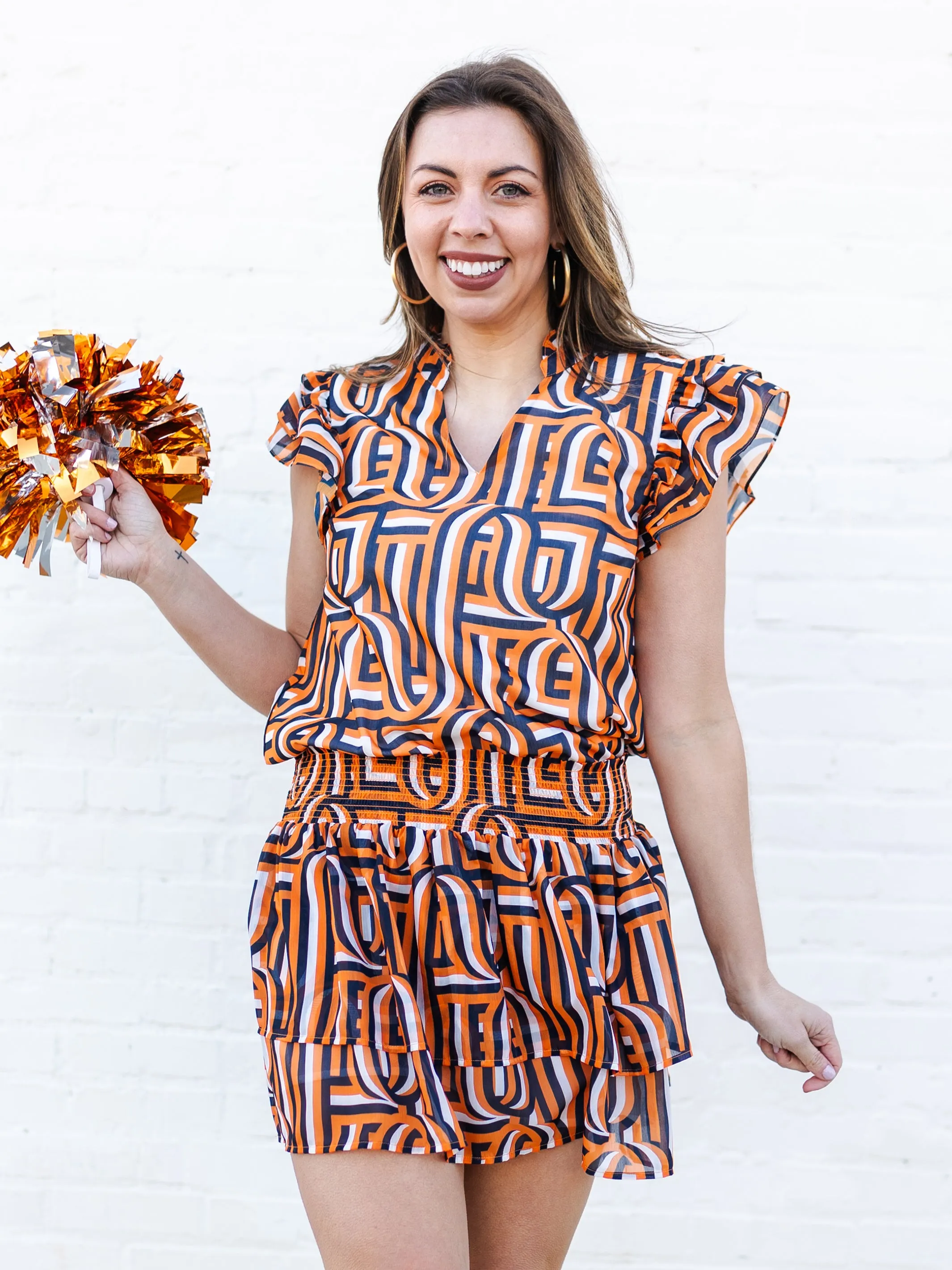 Marley Skirt | Touchdown Navy + Orange sold by Michelle McDowell product image thumbnail 3