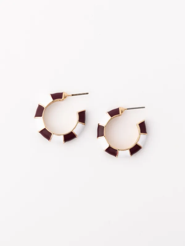 Ashlynn Earrings | Maroon + White sold by Michelle McDowell