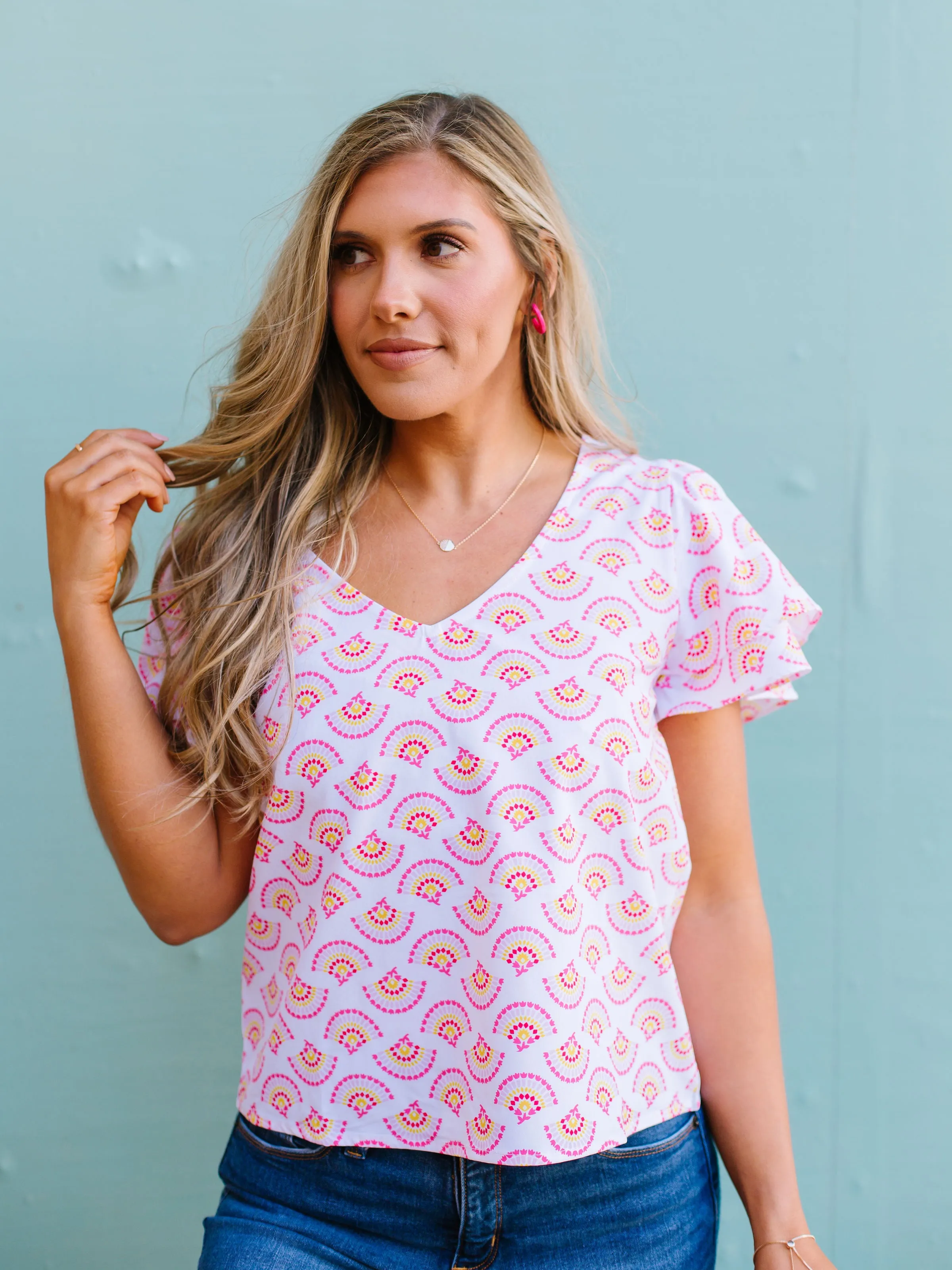FINAL SALE - Grayson Top | Breezy Afternoon Pink sold by Michelle McDowell