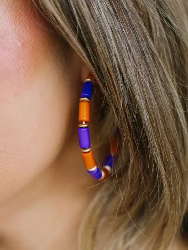 Cara Earrings | Purple + Orange sold by Michelle McDowell
