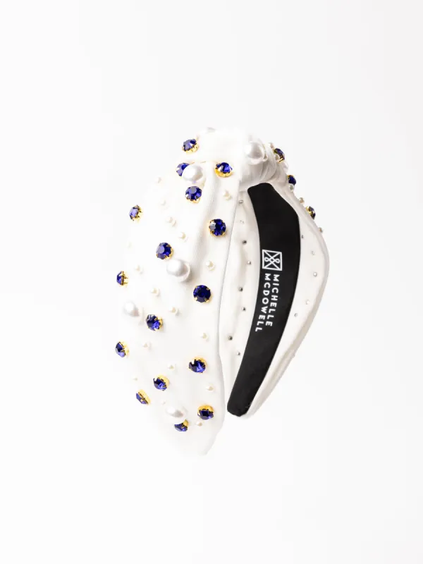 Charleigh Headband | Blue + White sold by Michelle McDowell