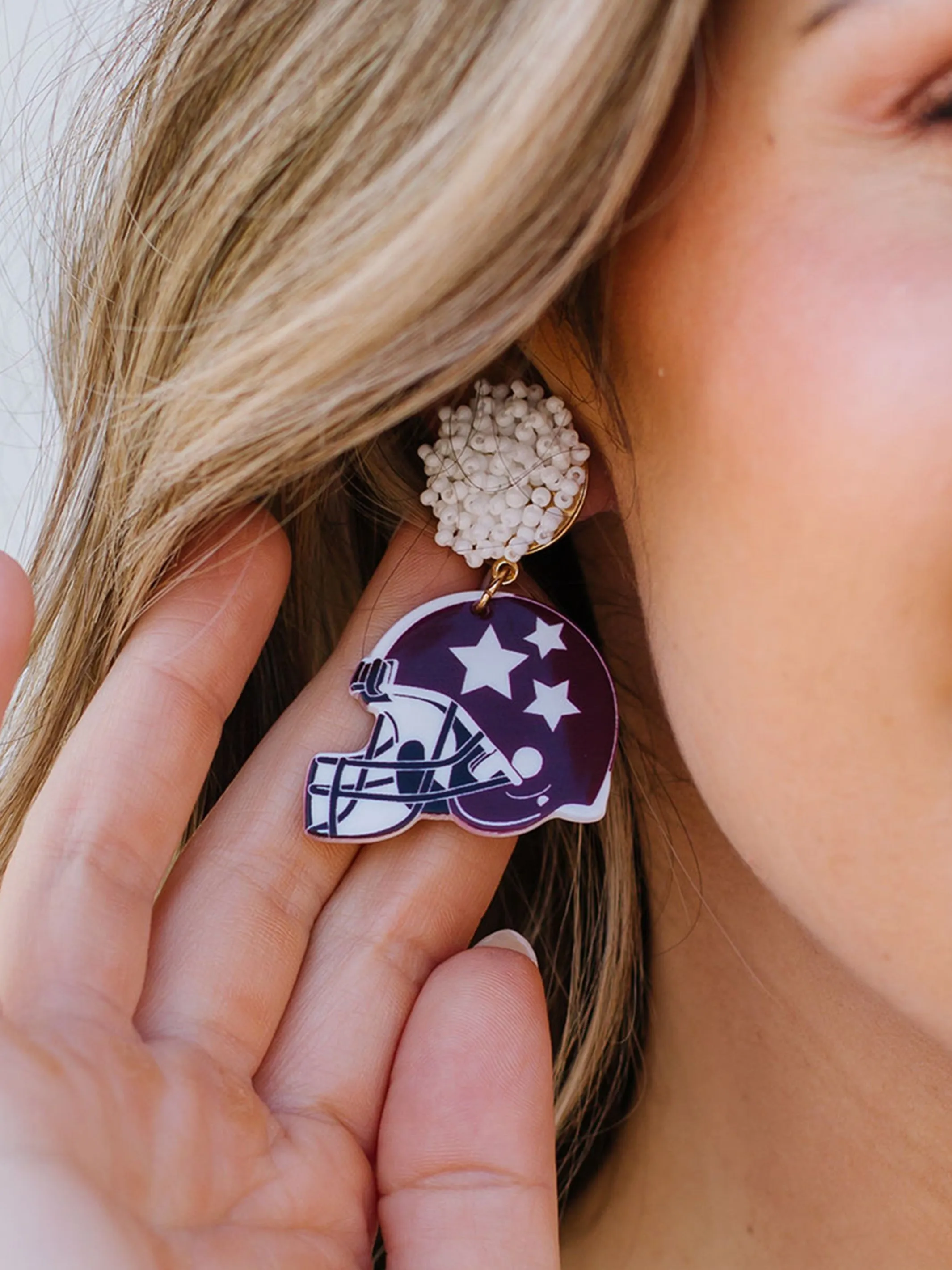 Touchdown Earrings | Maroon + White sold by Michelle McDowell