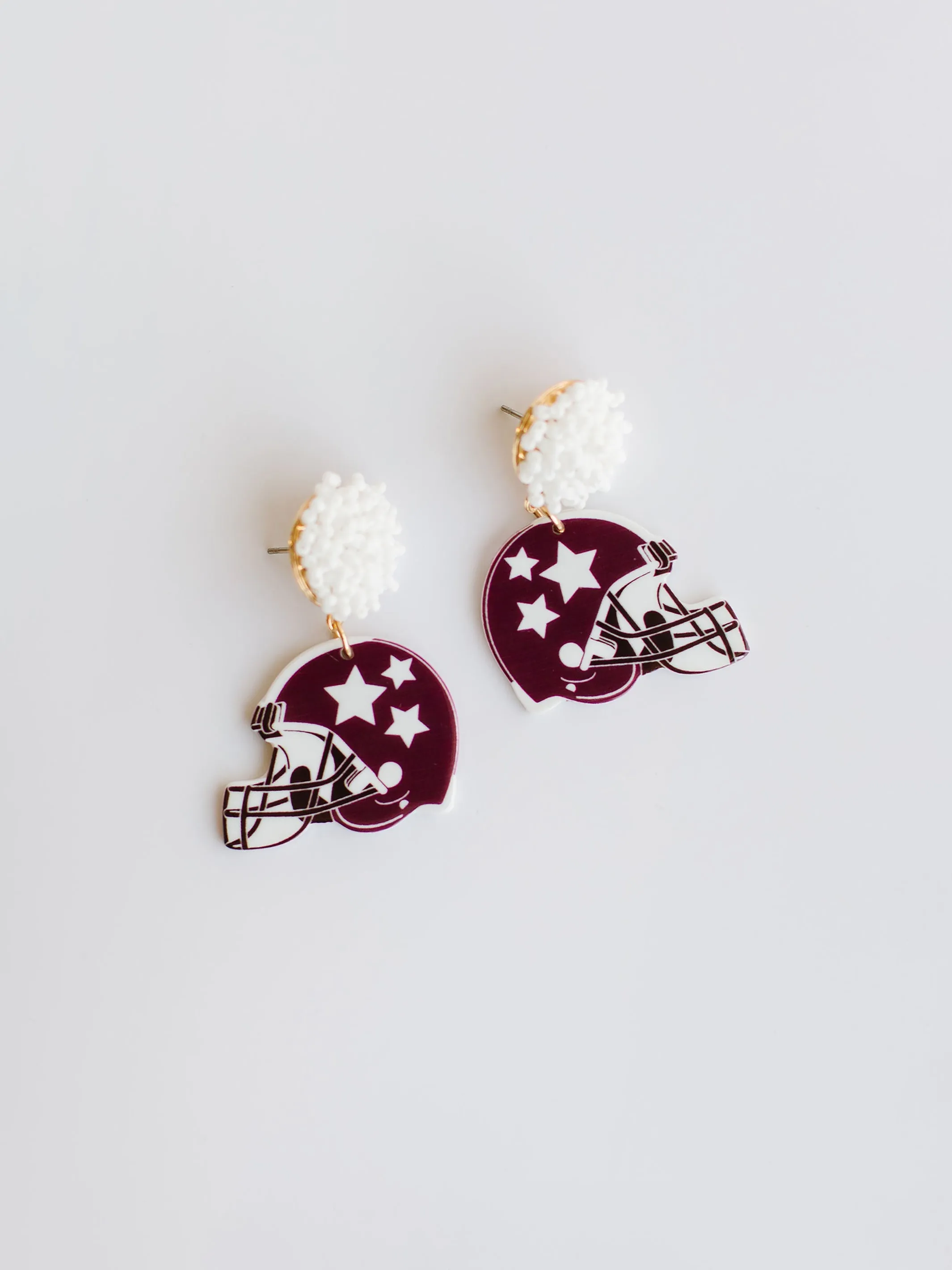 Touchdown Earrings | Maroon + White sold by Michelle McDowell product image thumbnail 2