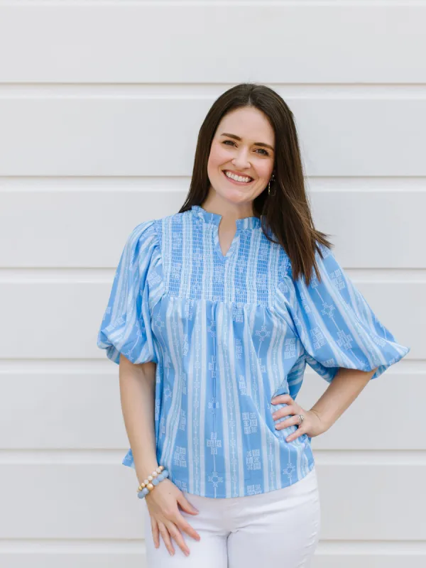 FINAL SALE - Jona Top | Santorini Blue sold by Michelle McDowell