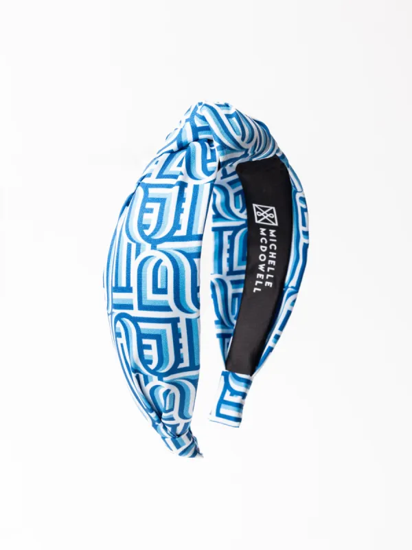 Luna Headband | Touchdown Blue + White sold by Michelle McDowell