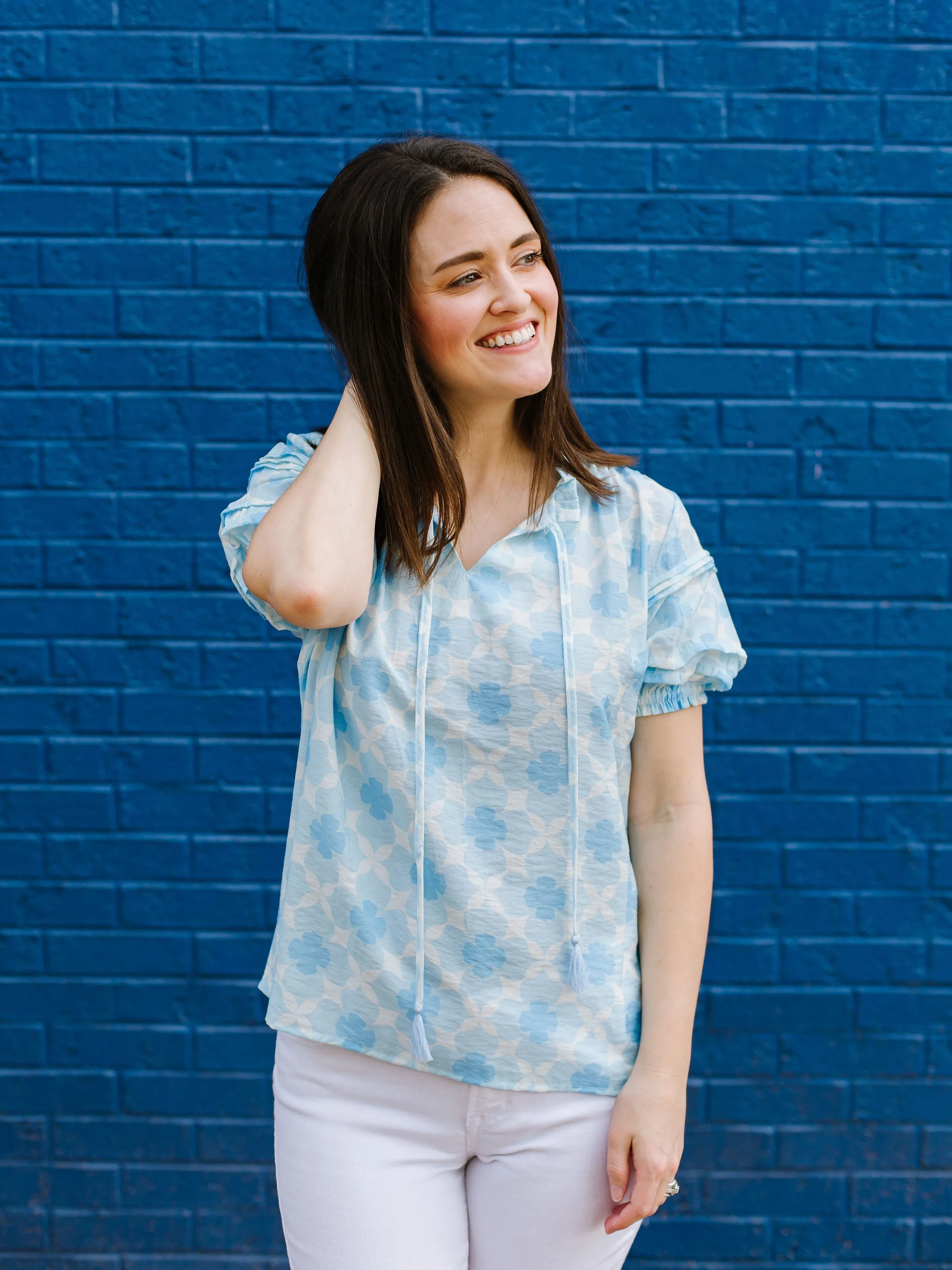 FINAL SALE - Grace Top | Dainty Days Blue sold by Michelle McDowell