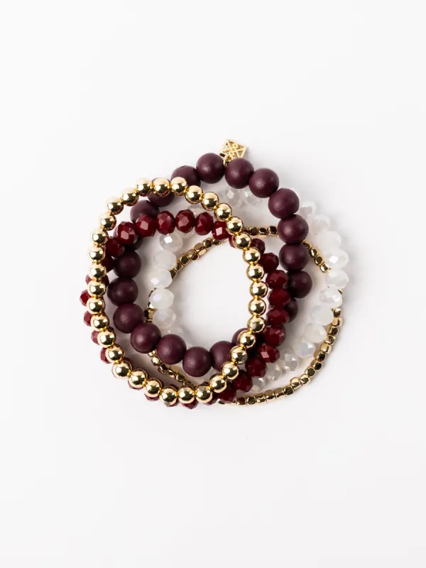 Mandy Bracelet | Maroon + White made by Michelle McDowell