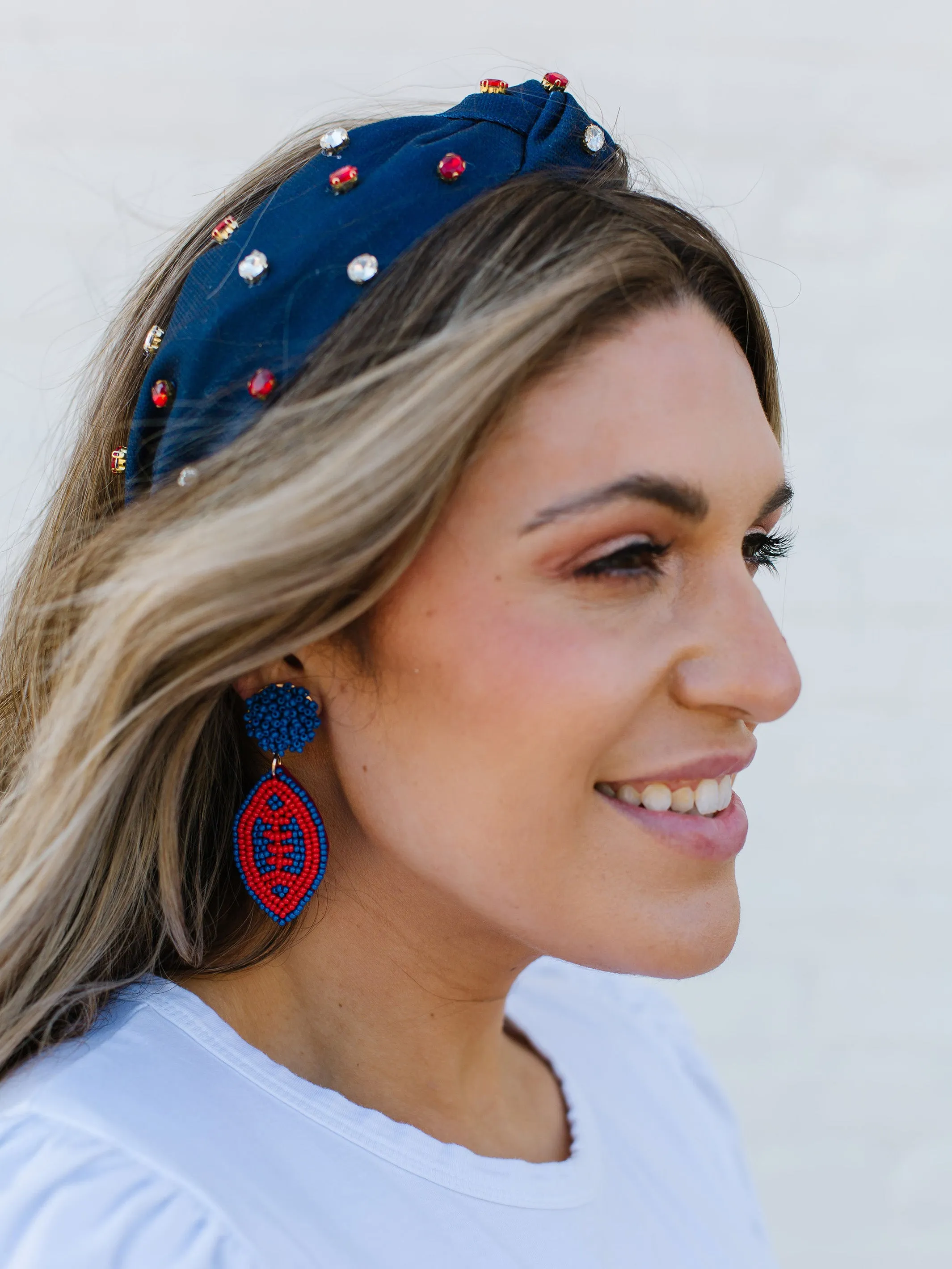 Football Earrings | Red + Blue sold by Michelle McDowell product image thumbnail 3