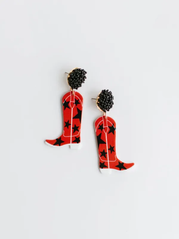Gameday Cowgirl Earrings | Red + Black sold by Michelle McDowell