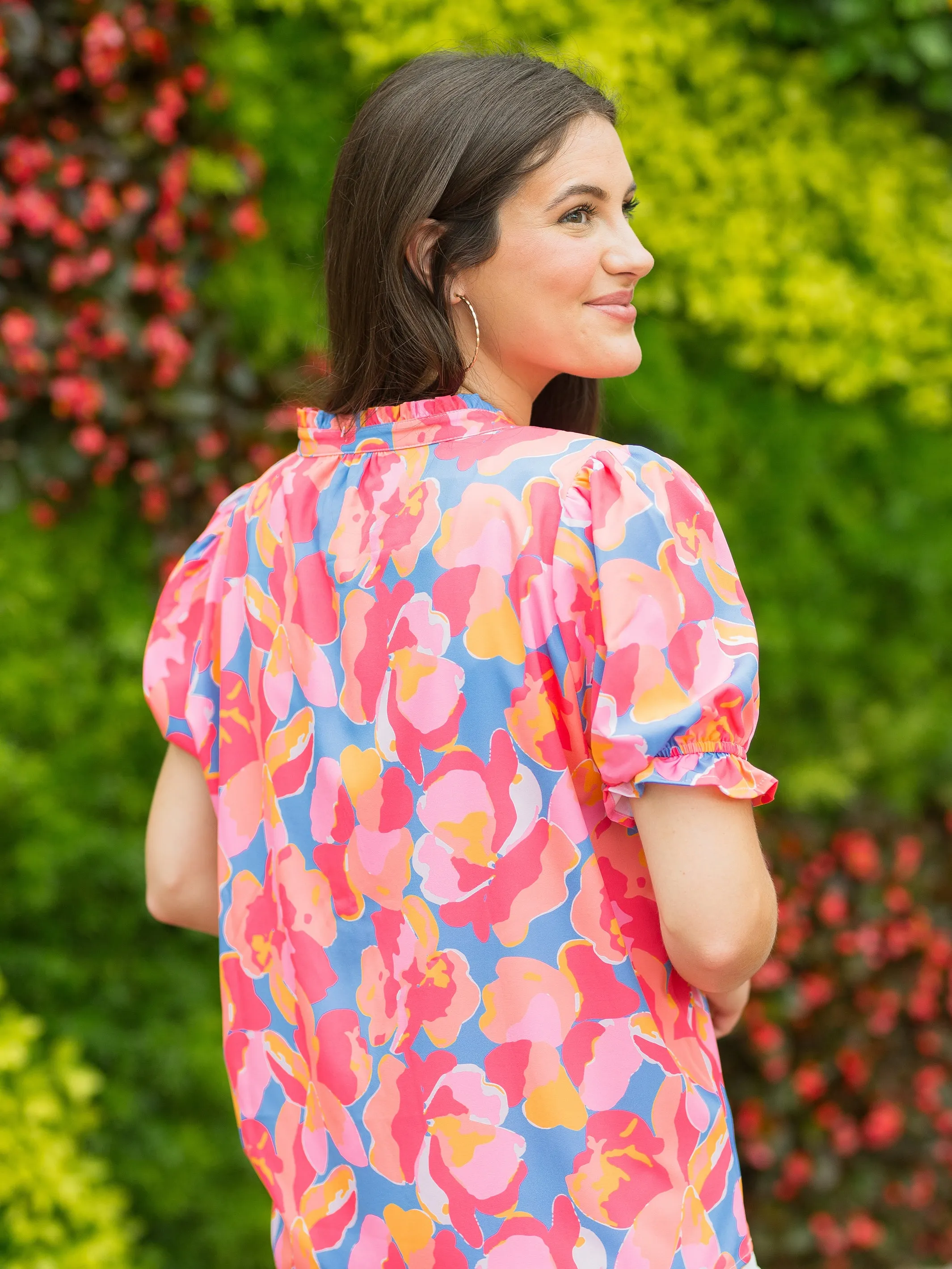 FINAL SALE - Sutton Top | Falling Poppies Coral sold by Michelle McDowell product image thumbnail 3