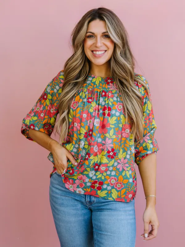 FINAL SALE - Whitney Top | Hopeful Romantic Teal sold by Michelle McDowell