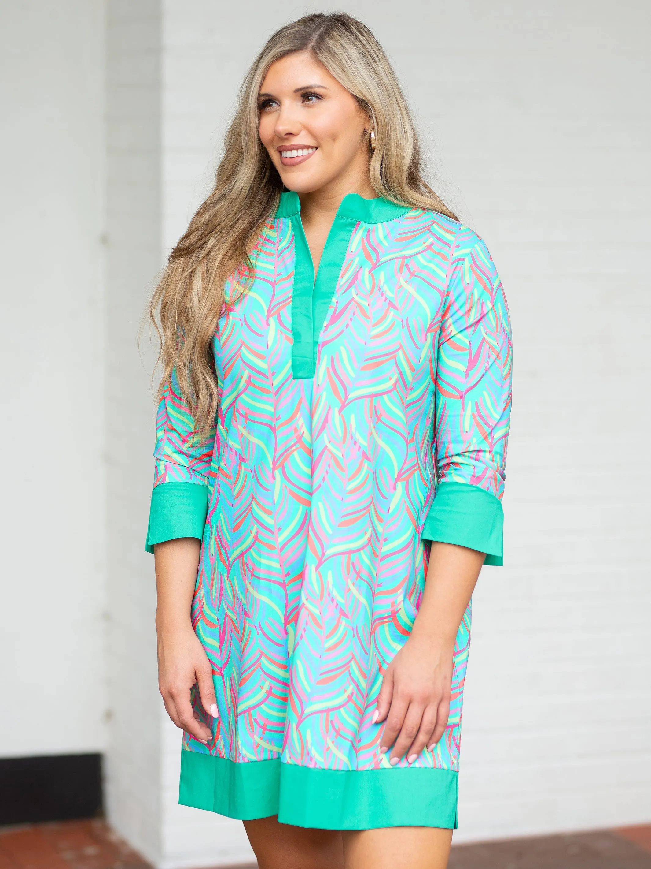FINAL SALE - Camille Dress | Palm Fresca Teal sold by Michelle McDowell product image thumbnail 3