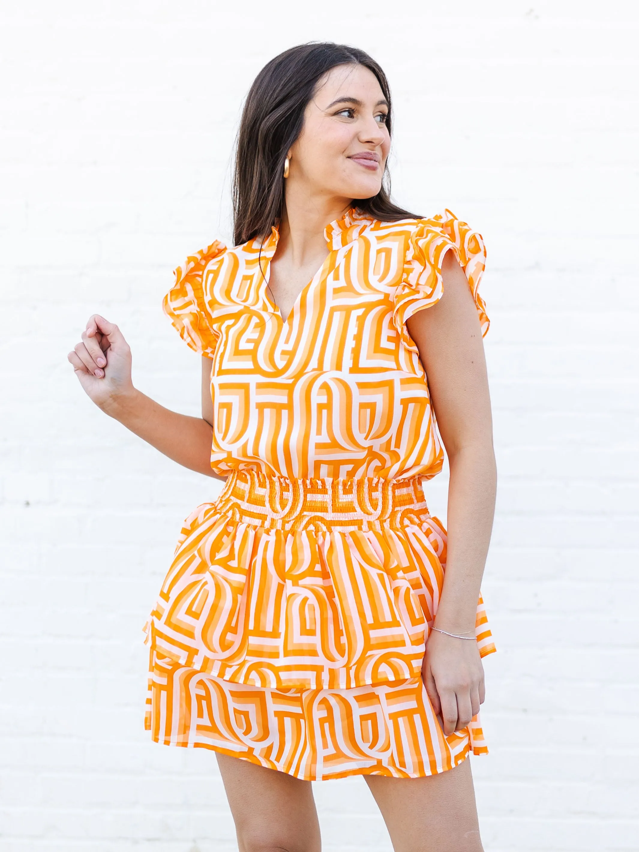 Marley Skirt | Touchdown Orange + White sold by Michelle McDowell product image thumbnail 5