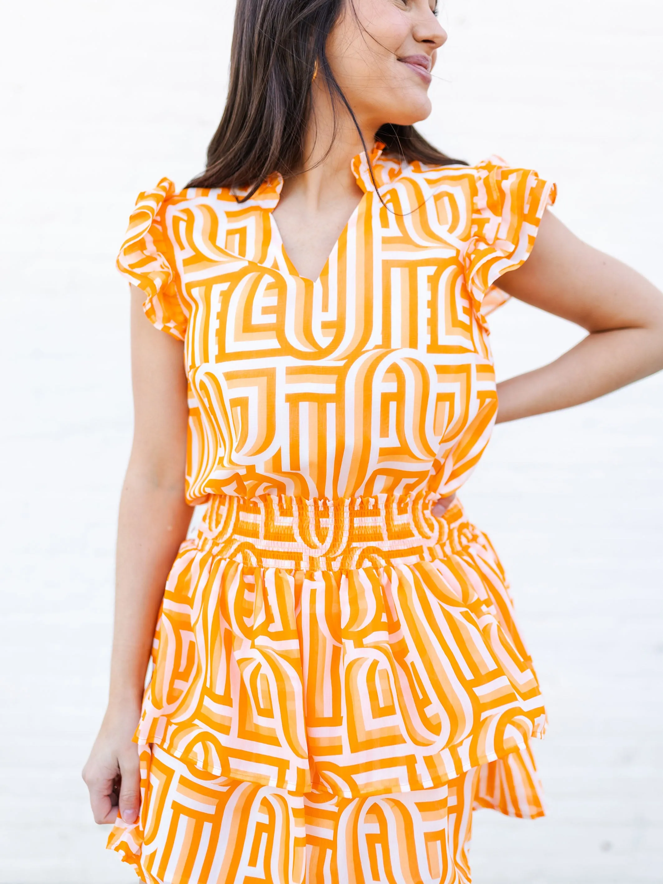 Marley Skirt | Touchdown Orange + White sold by Michelle McDowell product image thumbnail 2