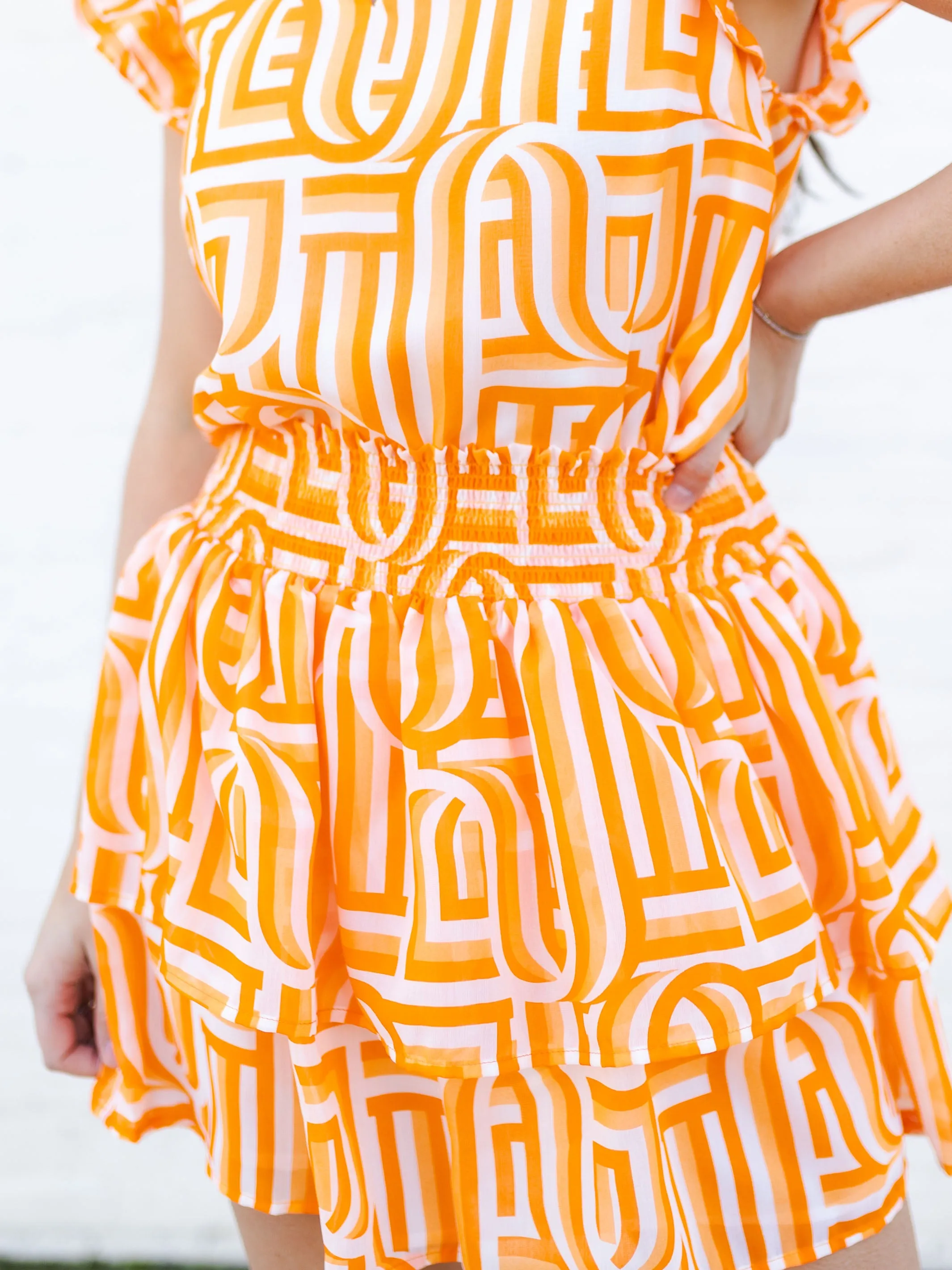 Marley Skirt | Touchdown Orange + White sold by Michelle McDowell product image thumbnail 3