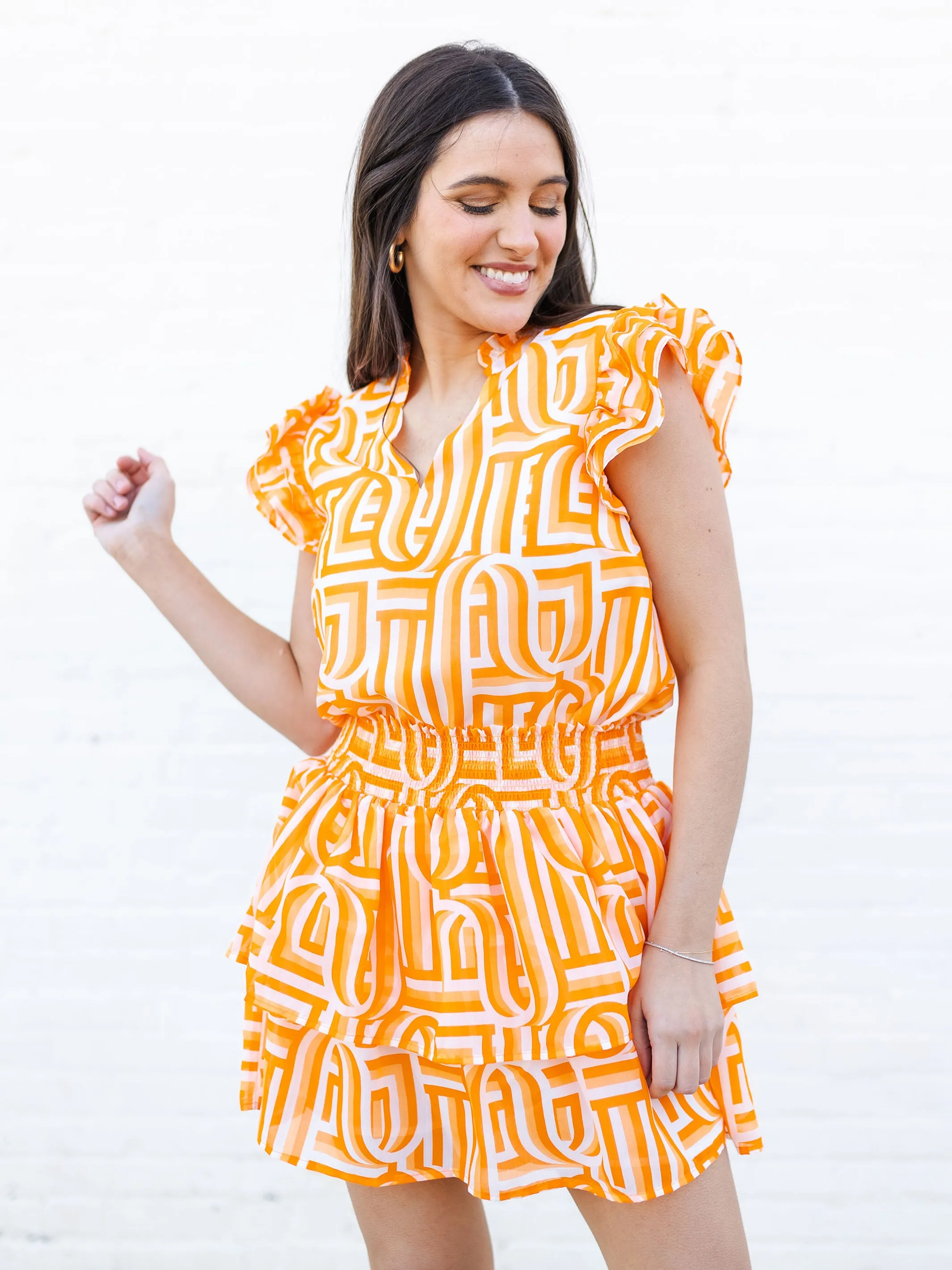 Marley Skirt | Touchdown Orange + White sold by Michelle McDowell