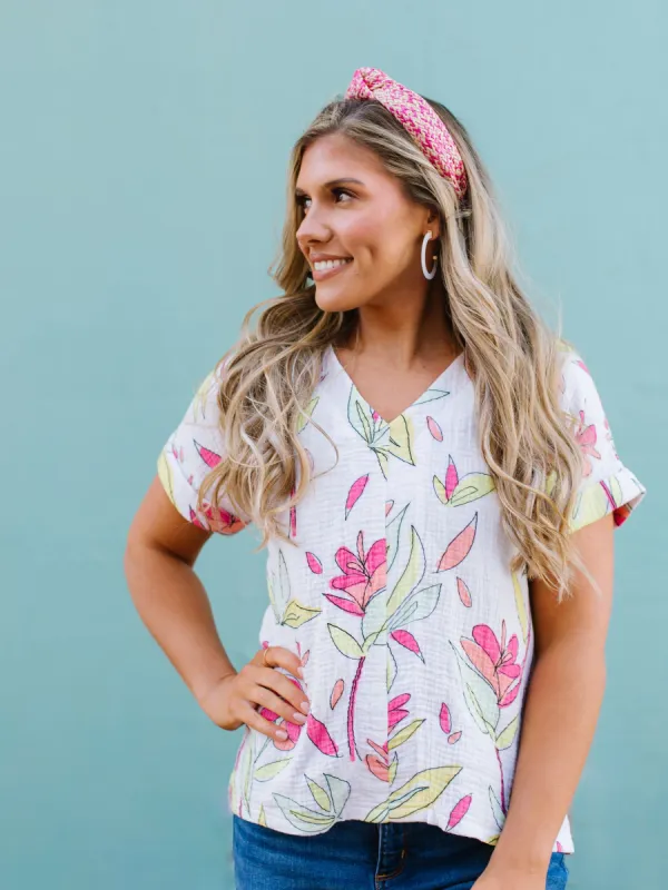 FINAL SALE - Haley Top | Fab Floral White sold by Michelle McDowell